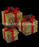 Светодиодные подарки-декорация 45см , цвет Золото+Красный