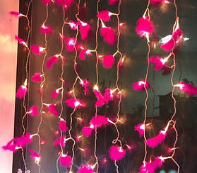 Новорічна світлодіодна гірлянда штора з пір'ям 2м на 1м 10 гілок D