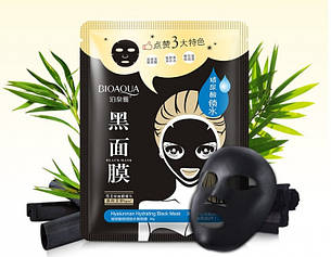 ПРИМ’ЯТЕ ПАКУВАННЯ!  Маска від чорних точок з бамбуковим вуглем і гіалуроновою кислотою BIOAQUA Hyaluronan Hydrating Black Mask