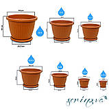 Горщик для квітів з піддоном Kemer 1,5 л теракотовий, фото 3