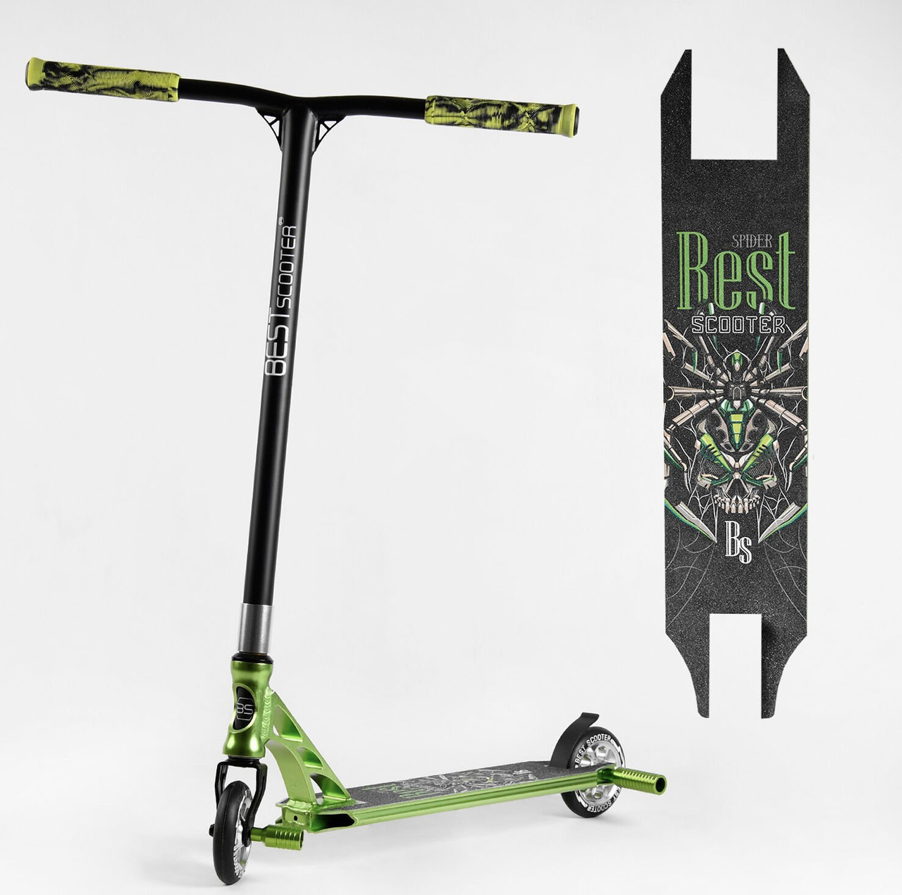 Самокат трюковий Best Scooter анодоване фарбування, алюм.рама, Зелений 53442, фото 1