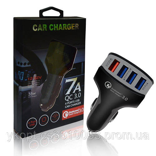 Авто USB зарядка адаптер на 4 USB 7A QC3 от прикуривателя 12 - 32 V (ID ...