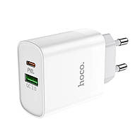 Блок питания hoco. C80A Быстрая зарядка Quick Charge 3.0 USB 18W + Type C 20W Белый