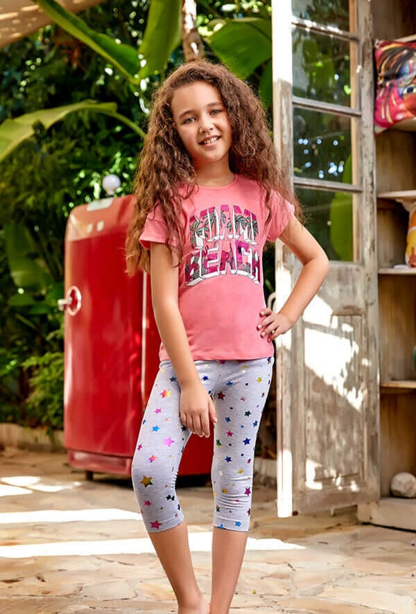 Комплект для сну дитячий 5537 футболка + скапри Berrak, фото 1