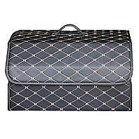 Органайзер для багажника автомобіля з кришкою, Екошкіра, Розмір L, White rhomb