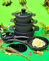 Набір кухонного посуду 14 предметів Edenberg EB-5644 Набір каструль з мармуровим антипригарним покриттям