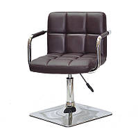 Кресло с подлокотниками Arno-Arm 4-CH-Base темно-коричневый 1015 кожзам, на хромированном основании