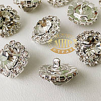 Стразовий ґудзик із металевим вушком 15 мм*1 шт., колір Crystal