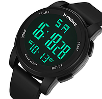 Мужские спортивные цифровые наручные часы Synoke водонепронецаемые черные электронные с подсветкой