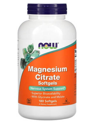 Цитрат магнію Now Foods Magnesium Citrate 180 гелевих капсул, фото 3