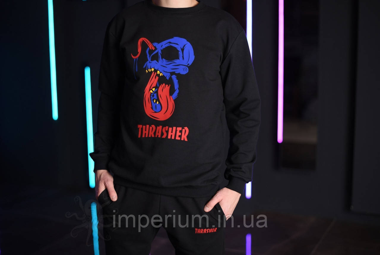 Спортивний кежуал костюм thrasher | логотип трешер череп
