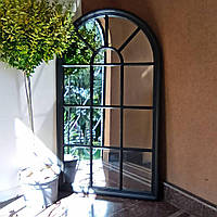Зеркало окно Декоративное настенно/напольное140 см в деревянной черной раме