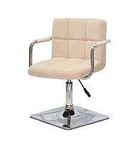 Крісло Arno-Arm 4-CH-Base бежевий 1005 велюр, з підлокітниками на хромованій основі з регулюванням, фото 9