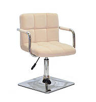 Крісло Arno-Arm 4-CH-Base бежевий 1005 велюр, з підлокітниками на хромованій основі з регулюванням, фото 10