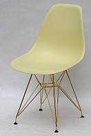 Стул Nik GD-ML желтый 15 на золотых металлических ножках, дизайн Eames DSR Eiffel Gold Leg, код 9402