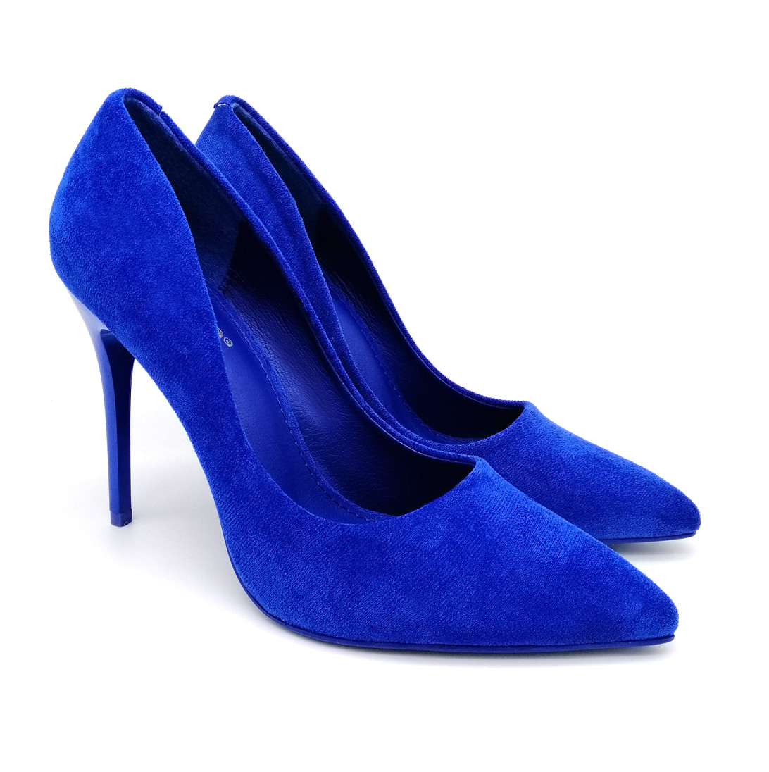 Женские туфли лодочки синий велюр. Размер 40 - фото 2 - id-p1485981457