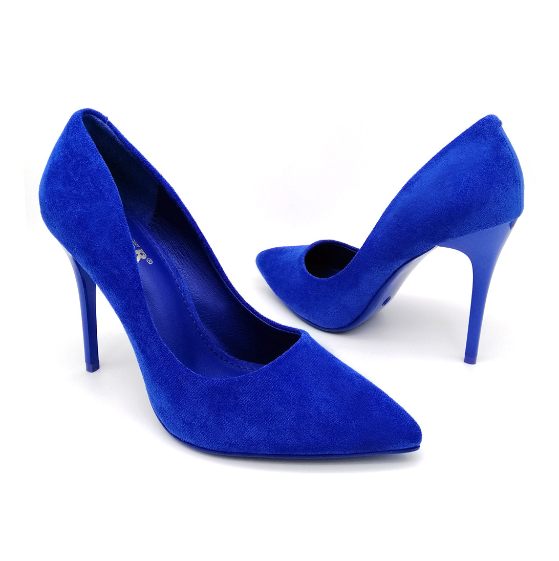 Женские туфли лодочки синий велюр. Размер 40 - фото 1 - id-p1485981457