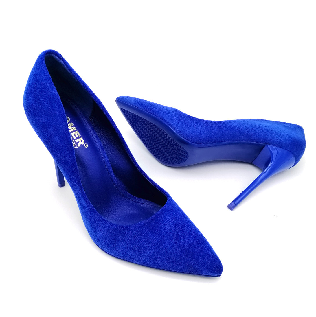 Женские туфли лодочки синий велюр. Размер 40 - фото 5 - id-p1485981457