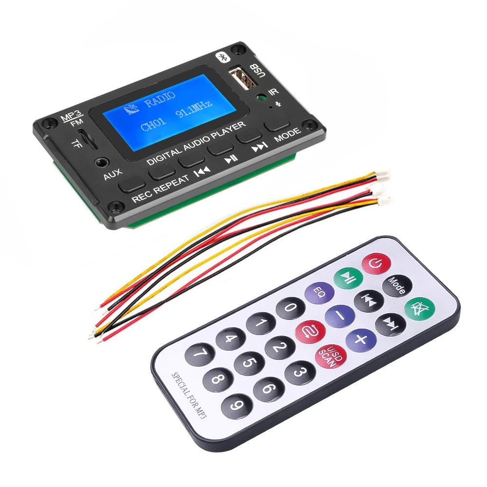 Mp3 модуль з bluetooth 5.0, FM радіо, USB, microSD, вбудованим мікрофоном, LCD дисплеєм, модель JQ-D116BT, фото 1