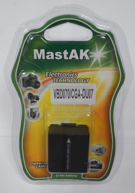 Акумулятор до відеокамери тм"MastAK" Panasonic CGA-DU07H 7,4 V 0,75 Ah 2,0 H Li-ion, фото 1