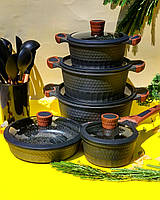 Набір кухонного посуду 10 предметів Edenberg EB-5648 Набір каструль з мармуровим антипригарним покриттям