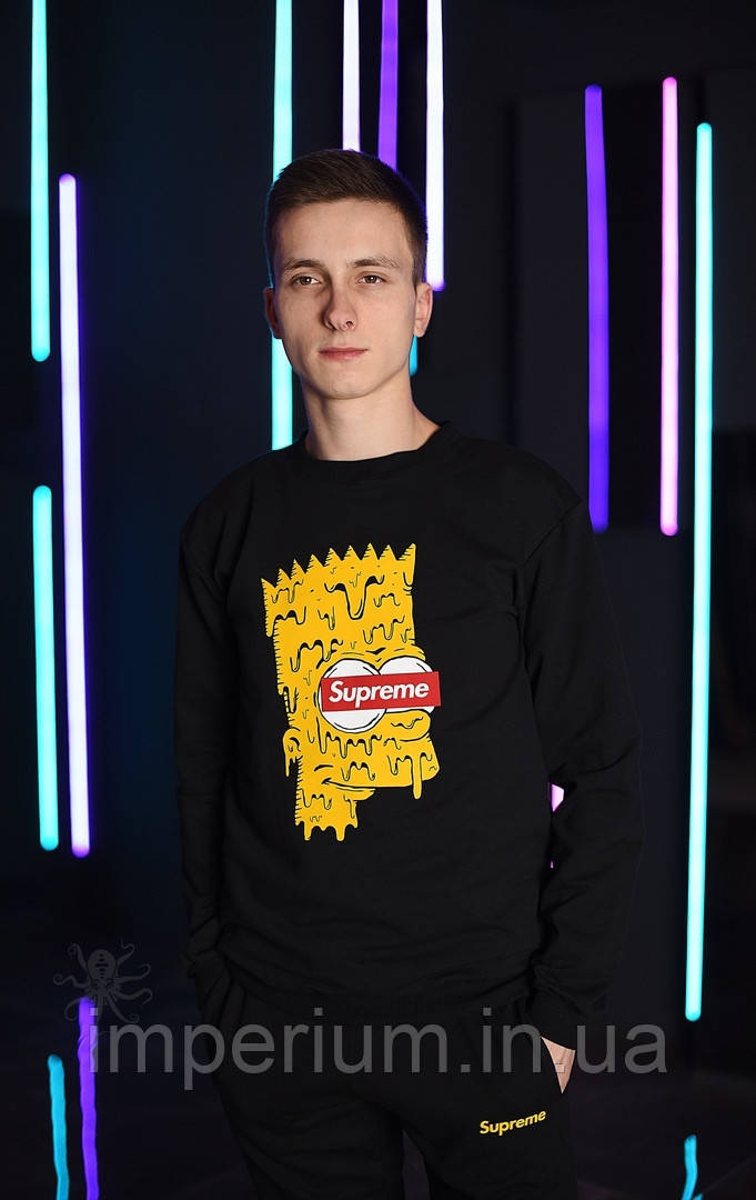 Трикотажний чорний костюм supreme bart simpson | лого барт симпсон