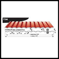 Профнастил Т 14 / Ral 8017 / 0,5 мм / Arcelor Mittal / Blachy Pruszynski