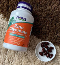 Цинк гліцинат NOW Zinc Glycinate 30 mg 120 caps, фото 6