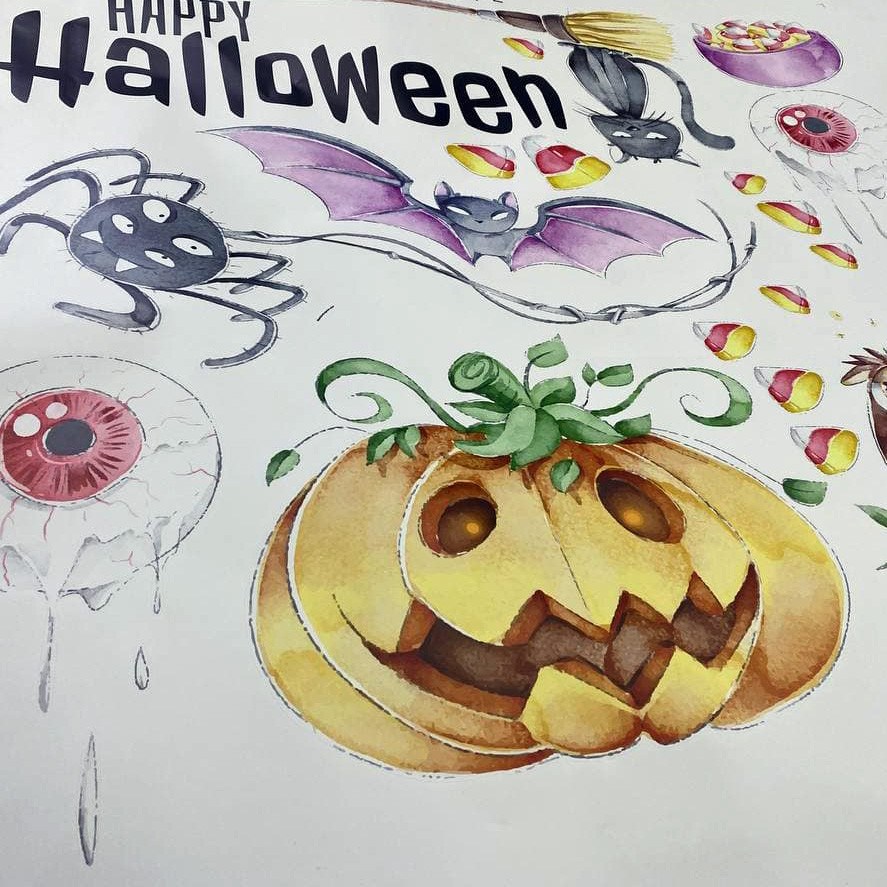 Наклейки для Хэллоуина Halloween матовая (тыква паук кот летучая мышь метла декор хеллоуин) Набор L - фото 8 - id-p1480343162