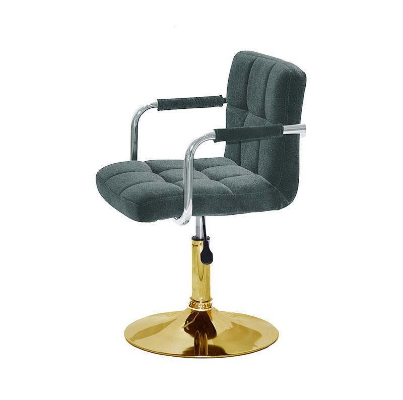 Крісло Arno Arm GD-Base велюр сірий В-1004 на золотій круглій опорі з підлокітниками, з регулюванням висоти, фото 1