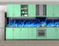 Наклейка на кухонный фартук 60 х 300 см, фотопечать с защитной ламинацией Синее пламя (БП-s_ab071)