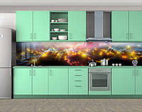 Наклейка на кухонный фартук 60 х 300 см, фотопечать с защитной ламинацией абстрактные огни (БП-s_ab105)