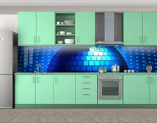 Наклейка на кухонний фартух 60 х 300 см, з фотодруком та захисною ламінацією блакитна куля (БП-s_df053)