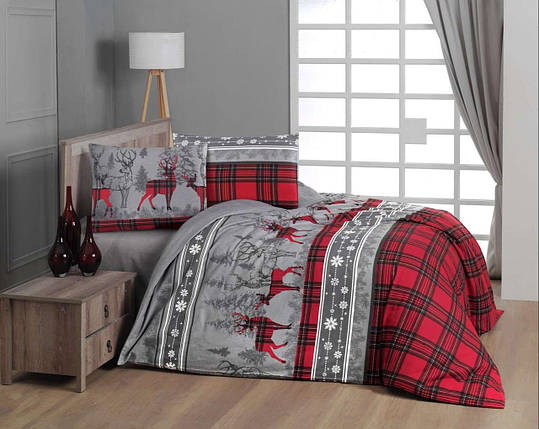 Постільна білизна First Choice євро Flanel, 2051_happiness_red, фото 1