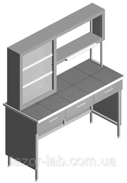 Стіл лабораторний пристінний з титральним табло та шухлядами