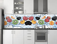 Фартук кухонный с ягодами и фруктами из заменителя стекла ПЭТ 62х205 см, 1,2 мм