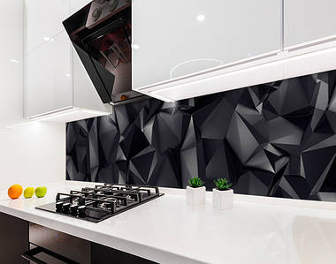 Наклейка на кухонний фартух 60 х 250 см, з фотодруком та захисною ламінацією чорні кристали (БП-s_ab11070-1)