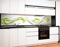 Наклейка на кухонный фартук 60 х 250 см, фотопечать с защитной ламинацией абстракция, зеленые волны