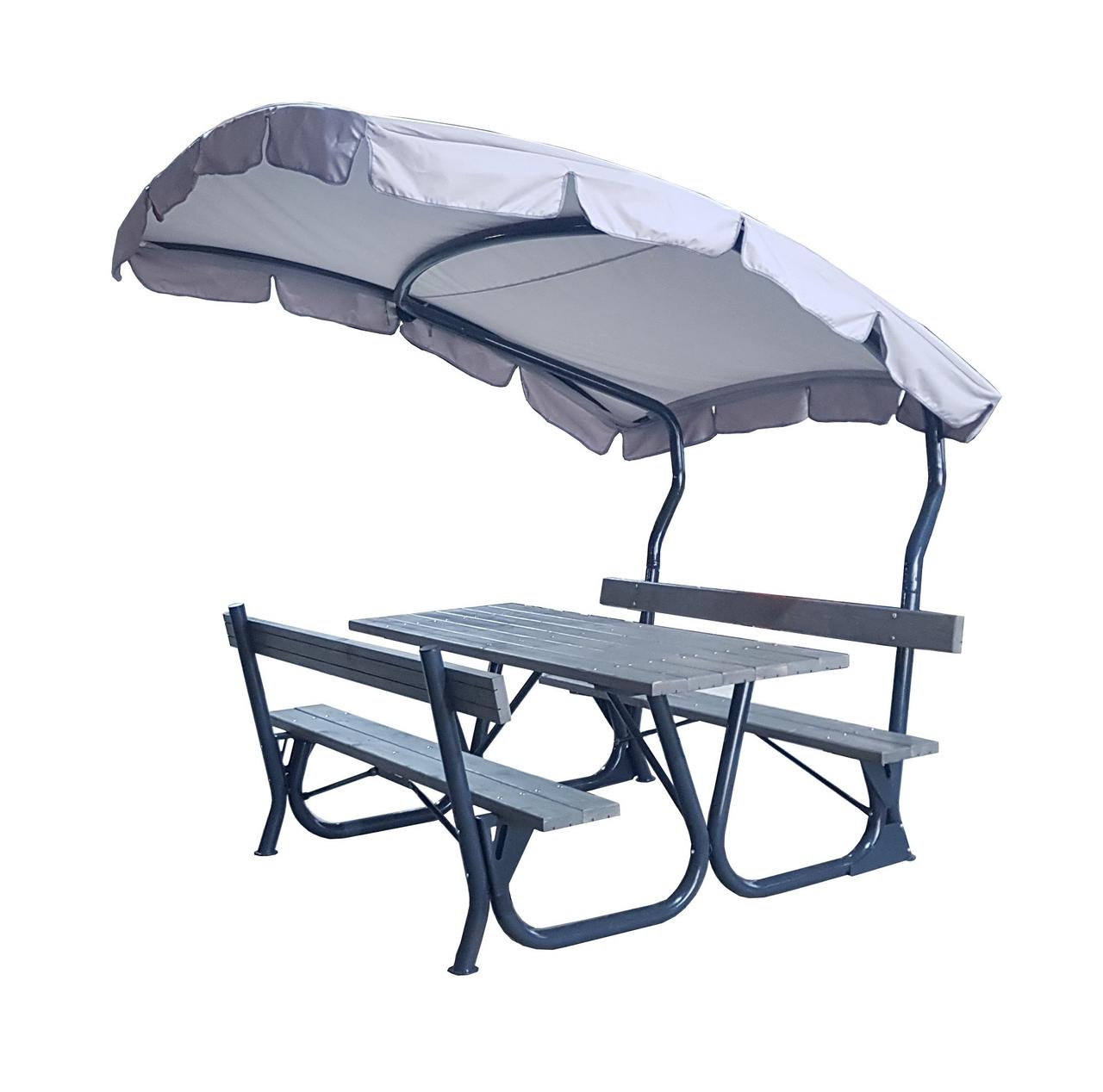 Садова альтанка з дахом каркас метал сірий, дерево срібло (Rud TM)