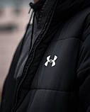 Куртка пуховик подовжений зимовий чоловічий Under Armour з капюшоном водовідштовхувальний чорний до -30, фото 7