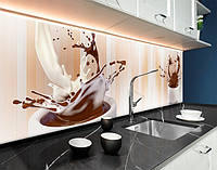 Наклейка на кухонный фартук 60 х 250 см, фотопечать с защитной ламинацией всплеск кофе, абстракция