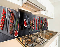 Наклейка на кухонный фартук 65 х 250 см, фотопечать с защитной ламинацией Стол с деликатесами (БП-s_ed657-2)
