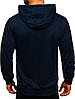 Кофта без логотипів і написів синя з капюшоном, чоловіча, жіноча. Х \ Б Толстовка з кишенею. Худі під друк, фото 2