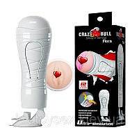 Мастурбатор вагіна з вібрацією Crazy Bull FLORA, з входом у вагіну, кібершкіра + подарунок