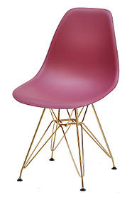 Стілець Nik GD-ML червоний 32 на золотих металевих ніжках, дизайн Eames DSR Eiffel Gold Leg