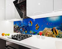 Кухонный фартук заменитель стекла с глубинным морем, с двухсторонним скотчем 62 х 205 см, 1,2 мм