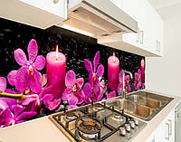 Наклейка на кухонный фартук 60 х 250 см, фотопечать с защитной ламинацией Цветы со свечами (БП-s_fl11704-1)