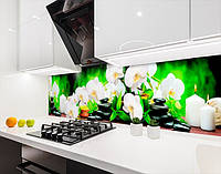 Наклейка на кухонный фартук 60 х 200 см, фотопечать с защитной ламинацией орхидеи со свечами (БП-s_fl11763)