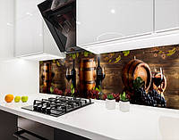 Панели на кухонный фартук ПЭТ винный погреб на дегустации, с двухсторонним скотчем 62 х 205 см, 1,2 мм