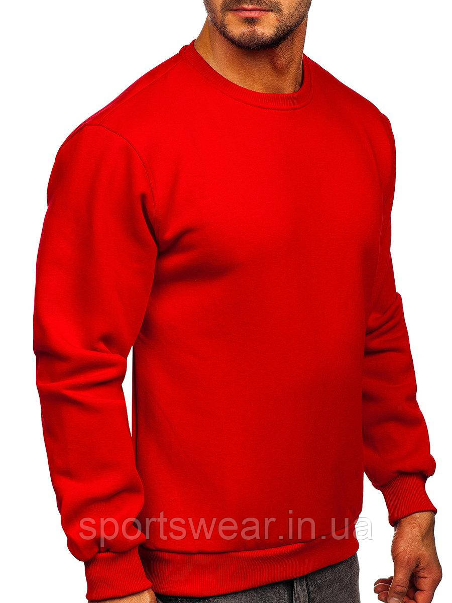 Толстовка чоловіча червона без прінту, Світшот без написів Sweatshirt трикотажний чоловічий, жіночий, підлітковий